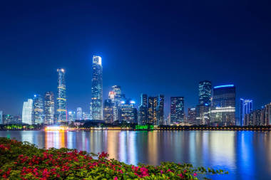 廣州城市建筑景觀的夜景天際線