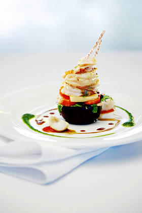 Close-up photo of mixed fruit dessert