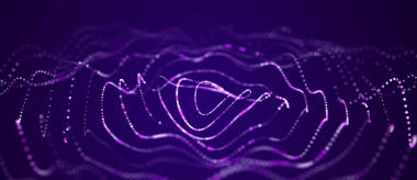 摘要未來主義背景。大數據可視化。粒子的動力波。3D渲染