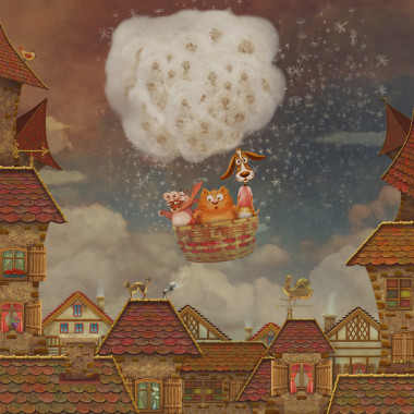 在熱氣球動物照片