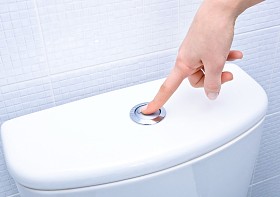 手指推按钮和冲水马桶图片