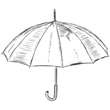 矢量素描图-打开的伞