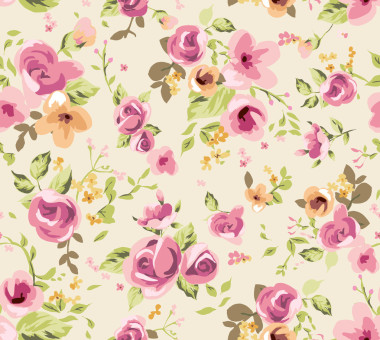 無縫的春天可愛小復(fù)古花卉，花卉圖案背景