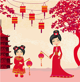中国新的一年，抽象卡中秋佳