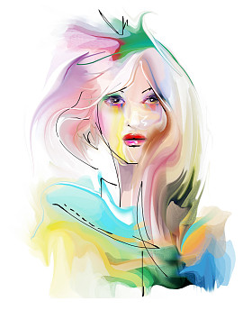 水彩的年轻女子的画像