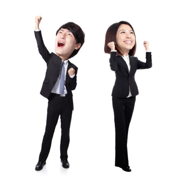 興奮的業(yè)務(wù)男人和女人
