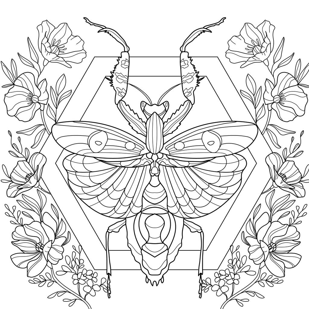 花瓣，彩绘图片，螳螂虫 图片