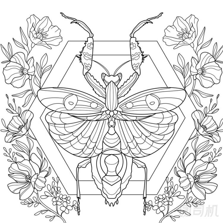 花瓣，彩繪圖片，螳螂蟲 圖片