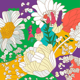 色彩艳丽的无缝线质感，花纹背景