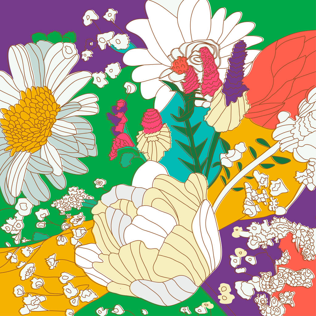 色彩艳丽的无缝线质感，花纹背景