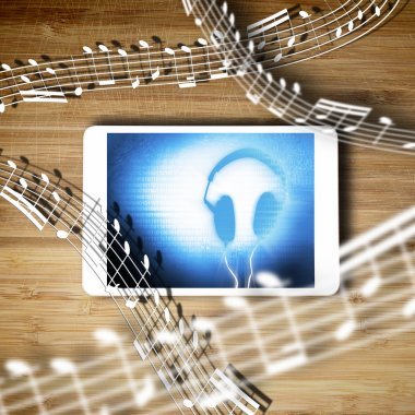 與屏幕的平板電腦音樂概念