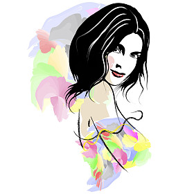 颜色的裙子的女人