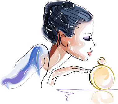 帶瓶香水的女人圖片