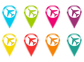 组图标或彩笔用飞机符号