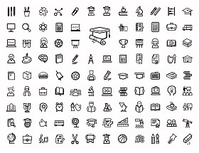 矢量黑教育图标集