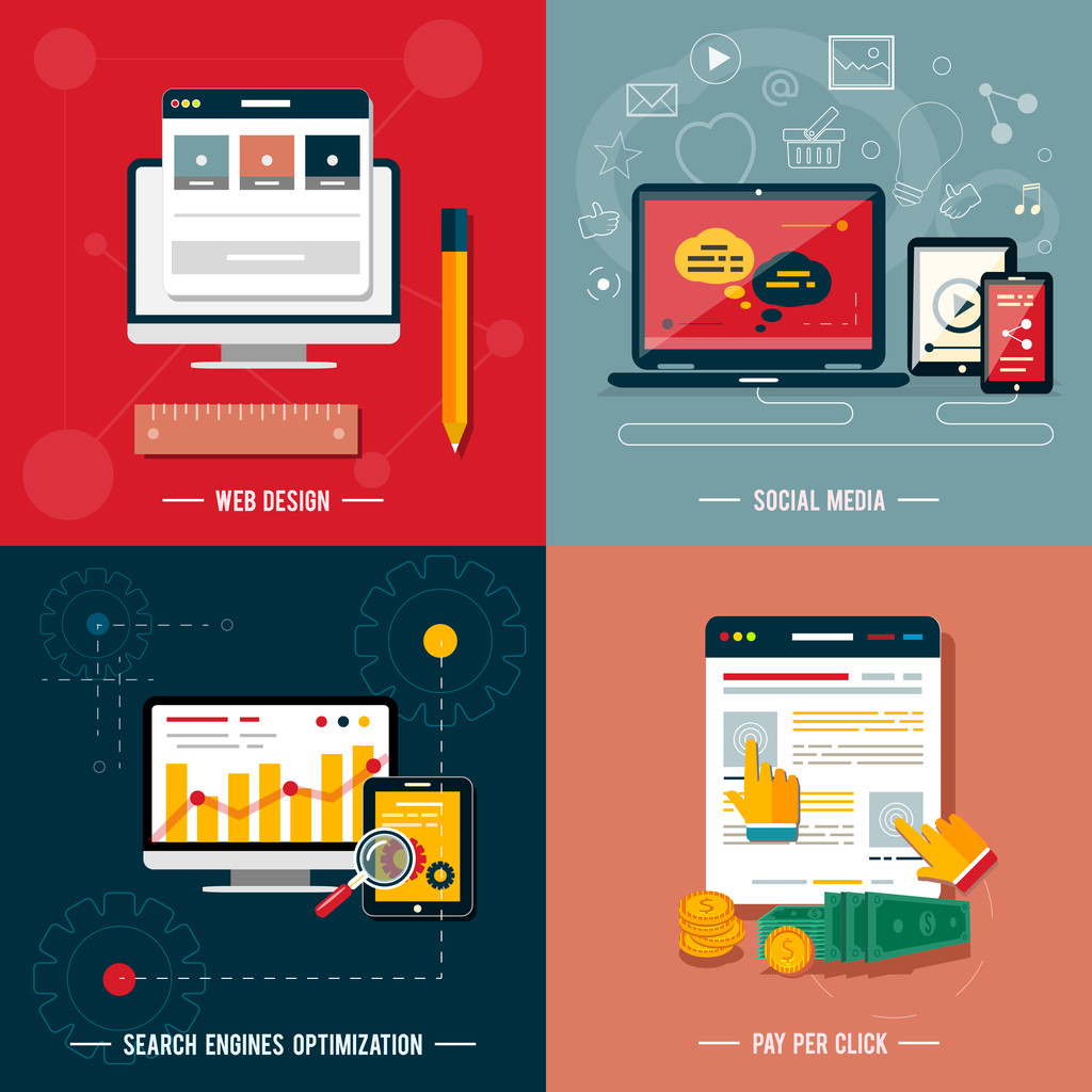 为 web 设计、 seo、 社交媒体图标 为 web 设计、 seo、 社交媒体图标