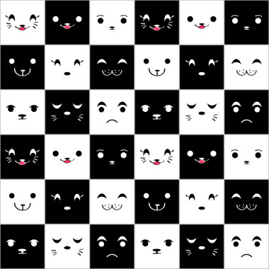 可愛(ài)回力卡通動(dòng)物臉無(wú)縫模式