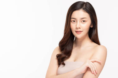 美容亚洲女性肖像脸与皮肤健康护理和皮肤