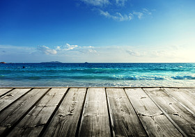 塞舌尔海滩和木墩