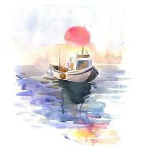 水彩素描船图片