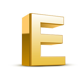 3d 金色字母 e