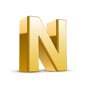 3d 金色字母 n
