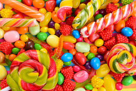 不同的多彩水果糖果特写
