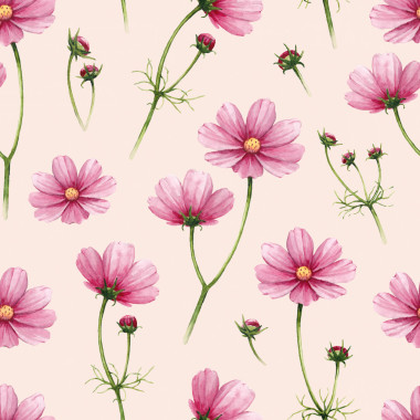 宇宙花圖。水彩無縫模式圖片