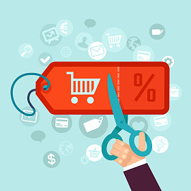 平面样式中的矢量折扣和销售概念