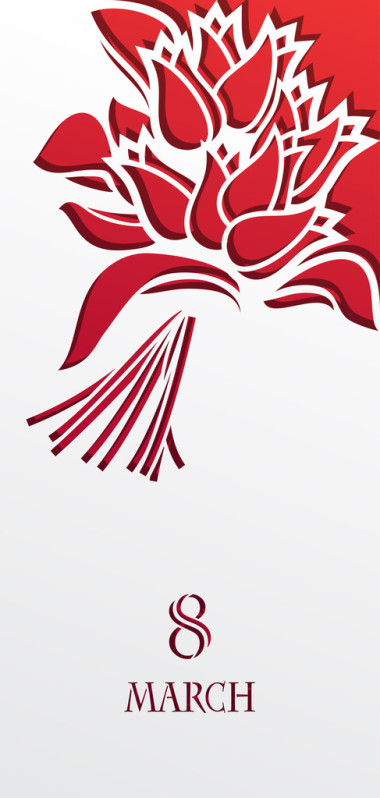 紅色束郁金香為婦女節(jié)這一天