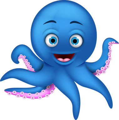 可愛的藍(lán)色章魚卡通圖片