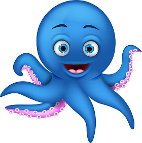 可爱的蓝色章鱼卡通图片