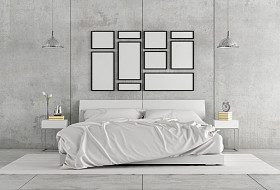 白色的双人卧室图片