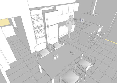 现代的室内设计。厨房