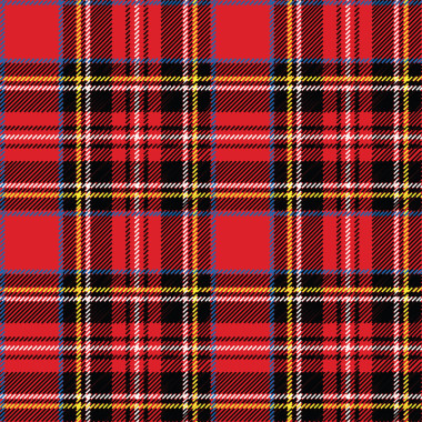 紅色，黑色，藍(lán)光?、 黃色和白色的格子無縫矢量模式