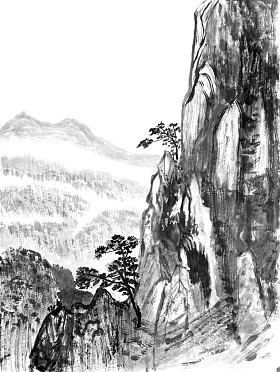 中国绘画的高山图片