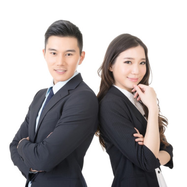 Sjalvsaker ung Affarsman och Affarskvinna confident young businessman and businesswoman
