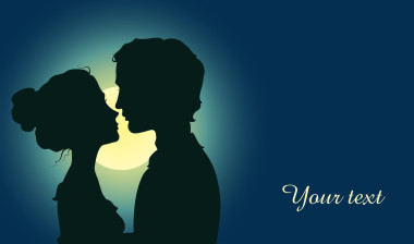 接吻情侶的 silhouettes