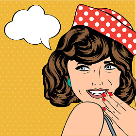 漫画风格的可爱复古女人