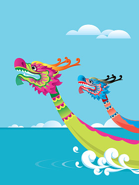 龙小船节日背景图片