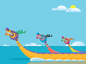 龙小船节日背景图片