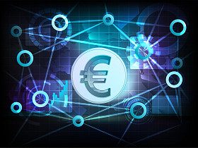 在商业世界转移网络金黄的欧元硬