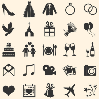向量集的 25 个婚礼图标图片