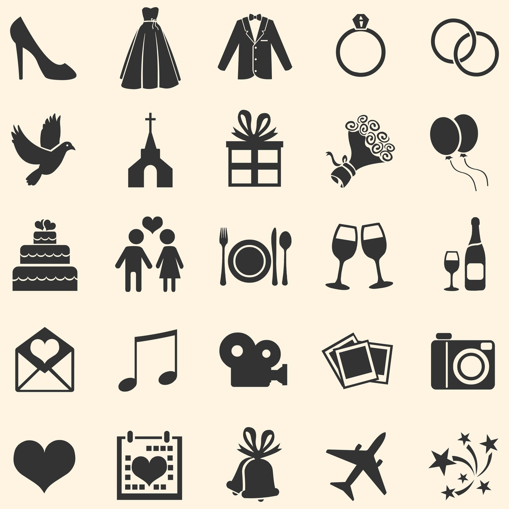 向量集的 25 个婚礼图标图片 向量集的 25 个婚礼图标图片