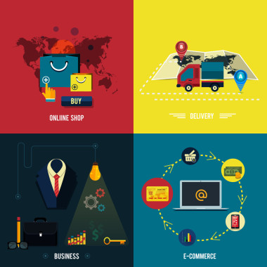 電子商務(wù)、 交貨、 在線 shopoing 的圖標(biāo)