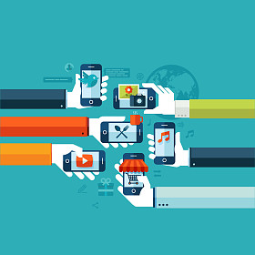 智能手机服务的平面设计概念