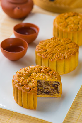 月饼与茶图片