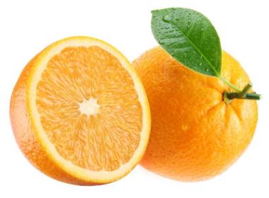 成熟的橙子和其一半與葉.圖片