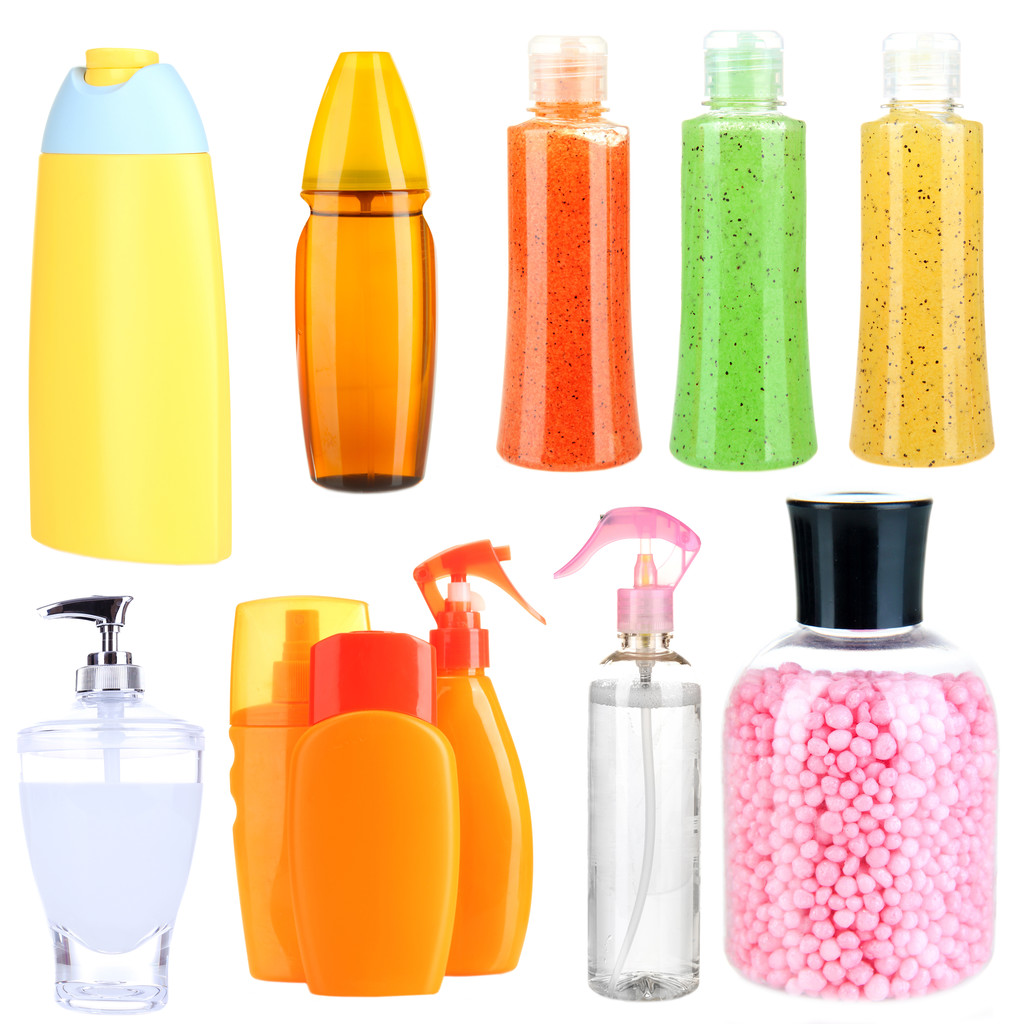 化妆品瓶上白色孤立的拼贴画图片 化妆品瓶上白色孤立的拼贴画图片