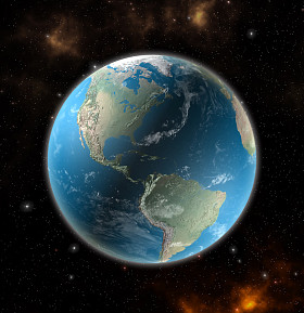 This image from space shows elements provided by NASA - North and South America - viewed on Earth